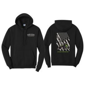 Front and back of flag hoodie